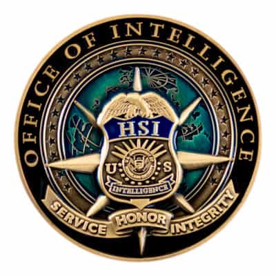 HSI Office of Intelligence Challenge Coin Front